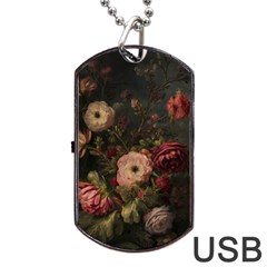 Flower Nature Background Bloom Dog Tag Usb Flash (one Side)