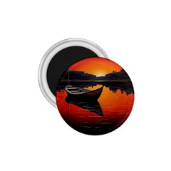 Boat Sunset Lake Water Nature 1 75  Magnets by Ravend