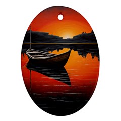 Boat Sunset Lake Water Nature Ornament (oval)