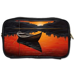 Boat Sunset Lake Water Nature Toiletries Bag (one Side)