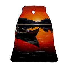 Boat Sunset Lake Water Nature Bell Ornament (two Sides) by Ravend