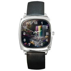 Waterfall Rainbow Square Metal Watch