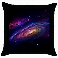Universe Space Star Rainbow Throw Pillow Case (black) by Ravend