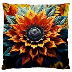 Flower Plant Geometry Large Premium Plush Fleece Cushion Case (two Sides)