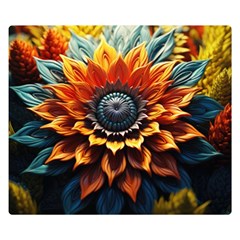 Flower Plant Geometry Two Sides Premium Plush Fleece Blanket (small)