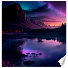 Lake Mountain Night Sea Flower Nature Canvas 12  X 12 