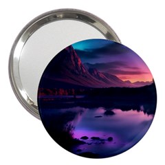 Lake Mountain Night Sea Flower Nature 3  Handbag Mirrors