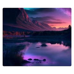 Lake Mountain Night Sea Flower Nature Two Sides Premium Plush Fleece Blanket (small)