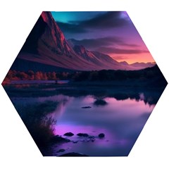 Lake Mountain Night Sea Flower Nature Wooden Puzzle Hexagon