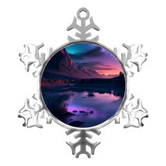 Lake Mountain Night Sea Flower Nature Metal Small Snowflake Ornament