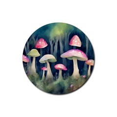 Mushroom Fungus Rubber Round Coaster (4 Pack) by Ravend