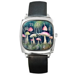 Mushroom Fungus Square Metal Watch