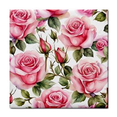 Flower Rose Pink Tile Coaster by Ravend