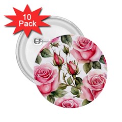 Flower Rose Pink 2 25  Buttons (10 Pack) 
