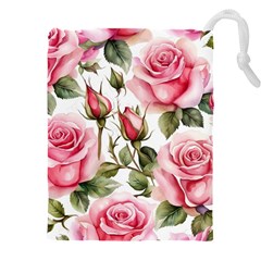 Flower Rose Pink Drawstring Pouch (4xl)