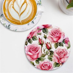 Flower Rose Pink Uv Print Round Tile Coaster by Ravend