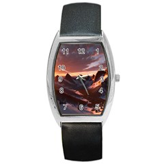 Landscape Mountains Nature Barrel Style Metal Watch