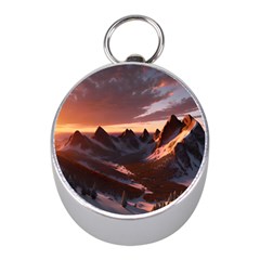 Landscape Mountains Nature Mini Silver Compasses