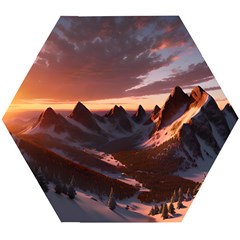 Landscape Mountains Nature Wooden Puzzle Hexagon