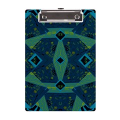 Mazipoodles Origami Chintz A - Navy Lime Blue Black A5 Acrylic Clipboard by Mazipoodles