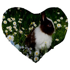 Rabbit Large 19  Premium Heart Shape Cushions by artworkshop