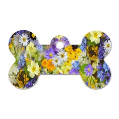 Spring Flowers Dog Tag Bone (one Side) by artworkshop