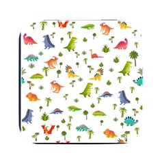 Vector Baby Dino Seamless Pattern Square Metal Box (black) by Grandong