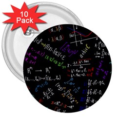 Mathematics  Physics Maths Math Pattern 3  Buttons (10 Pack)  by Grandong