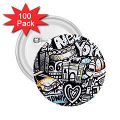 New York City Nyc Broadway Doodle Art 2 25  Buttons (100 Pack)  by Grandong