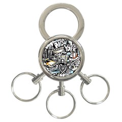 New York City Nyc Broadway Doodle Art 3-ring Key Chain by Grandong