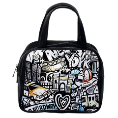 New York City Nyc Broadway Doodle Art Classic Handbag (one Side) by Grandong