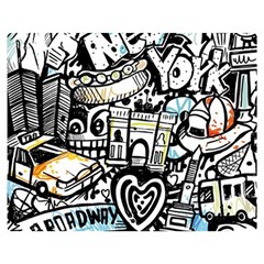 New York City Nyc Broadway Doodle Art Two Sides Premium Plush Fleece Blanket (medium) by Grandong