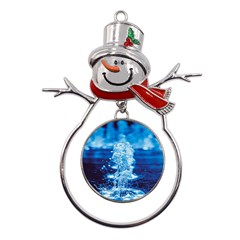 Water Blue Wallpaper Metal Snowman Ornament