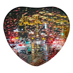Water Droplets Heart Glass Fridge Magnet (4 Pack) by artworkshop