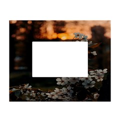 White Flower White Tabletop Photo Frame 4 x6  by artworkshop