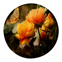 Yellow Butterfly Flower Round Glass Fridge Magnet (4 Pack) by artworkshop