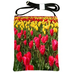 Yellow Pink Red Flowers Shoulder Sling Bag by artworkshop