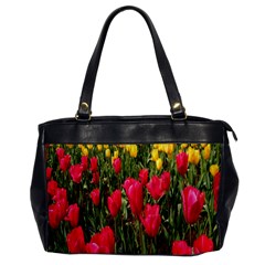 Yellow Pink Red Flowers Oversize Office Handbag by artworkshop