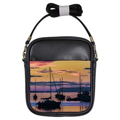 Twilight Over Ushuaia Port Girls Sling Bag by dflcprintsclothing