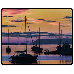 Twilight Over Ushuaia Port Fleece Blanket (medium)