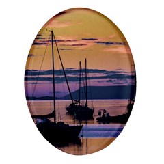 Twilight Over Ushuaia Port Oval Glass Fridge Magnet (4 Pack) by dflcprintsclothing