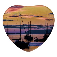 Twilight Over Ushuaia Port Heart Glass Fridge Magnet (4 Pack) by dflcprintsclothing