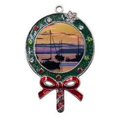 Twilight Over Ushuaia Port Metal X mas Lollipop With Crystal Ornament by dflcprintsclothing