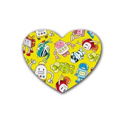 Robot Pattern Rubber Heart Coaster (4 Pack)