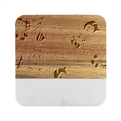 Robot Pattern Marble Wood Coaster (square)
