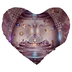 Cosmic Egg Sacred Geometry Art Large 19  Premium Heart Shape Cushions by Grandong