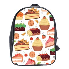 Dessert And Cake For Food Pattern School Bag (xl) by Grandong