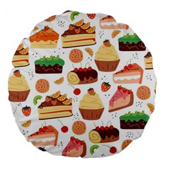 Dessert And Cake For Food Pattern Large 18  Premium Flano Round Cushions