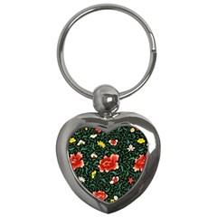 Background Vintage Japanese Design Key Chain (Heart)