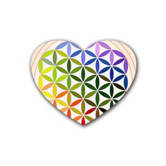 Mandala Rainbow Colorful Rubber Heart Coaster (4 Pack)